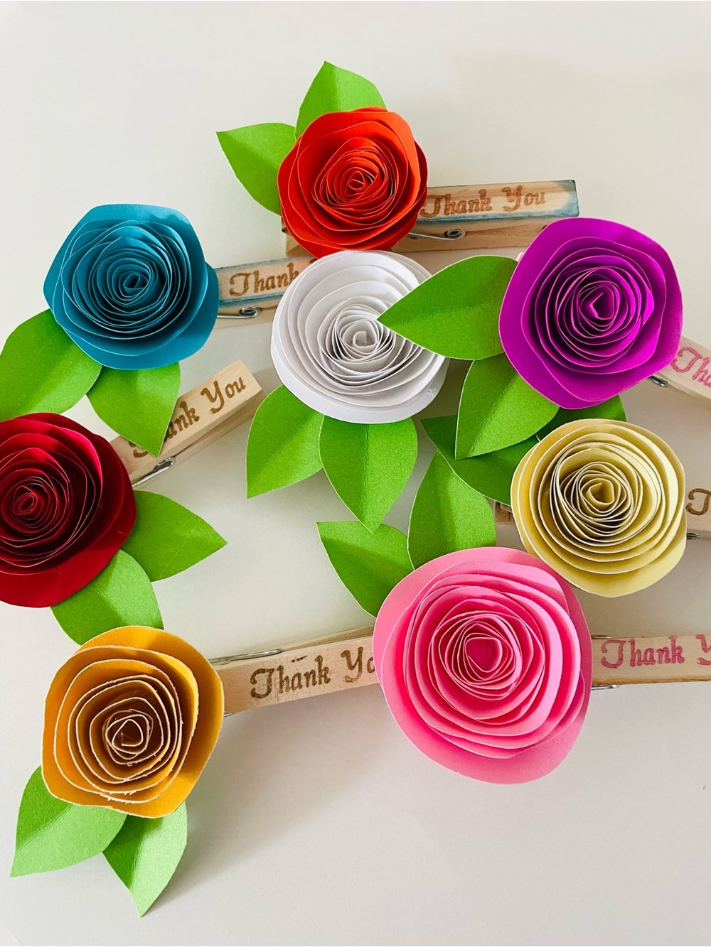 10 Clothes pin flower thank you clips